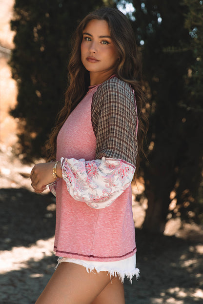 Pretty in pink floral patchwork sweater