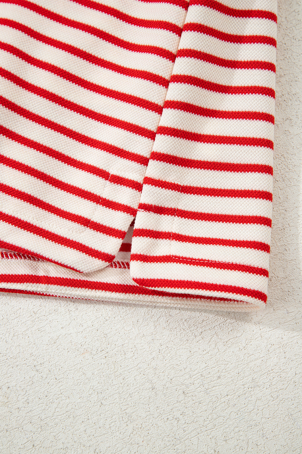 Red Stripe Collared V Neck Drop Shoulder Pullover and Skort 2pcs Outfit