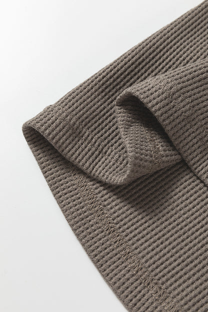 Simply Taupe Waffle Knit Shirt Tunic Dress