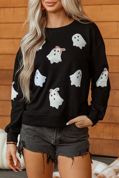 Boo-ti-ful Bows Ghost Sequin Sweatshirt