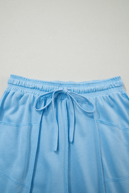 Sky Blue Drop Shoulder Boxy Tee and Barrel Pants Set