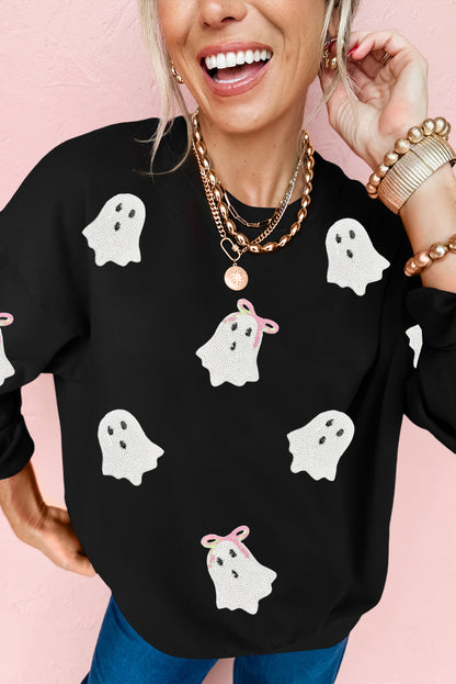 Boo-ti-ful Bows Ghost Sequin Sweatshirt
