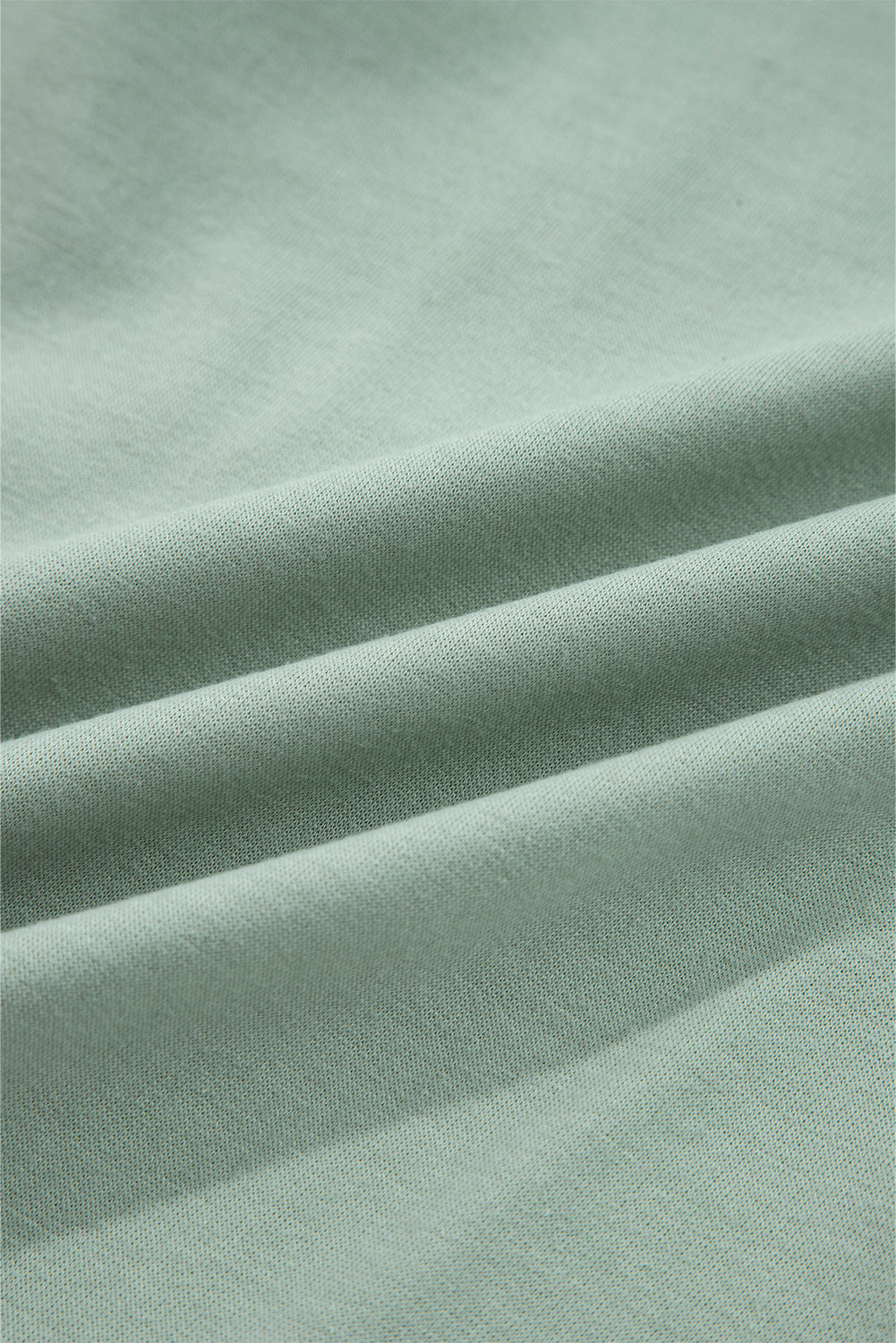 Smoke Green Raw Edge Flower Patch Drop Shoulder Casual Top