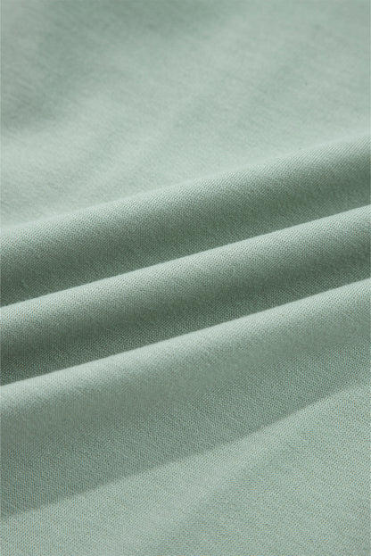 Smoke Green Raw Edge Flower Patch Drop Shoulder Casual Top