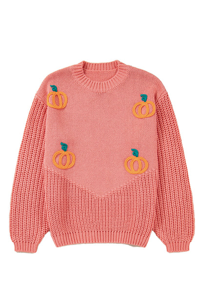 Blossom Pumpkin Embroidered Thanksgiving Holiday Sweater