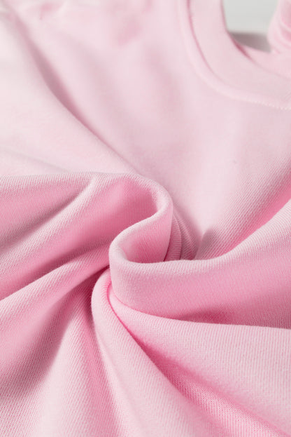 Pink Colorblock Patchwork Drop Shoulder Plus Size Sweatshirt