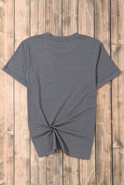 Baseball and Bows Print Crewneck Casual T Shirt