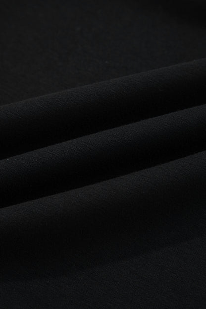 Black Zip Collar Long Sleeve Top Drawstring Pants Set