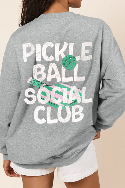 Gray PICKLE BALL SOCIAL CLUB Game Day Fashion Graphic Sweatshirt