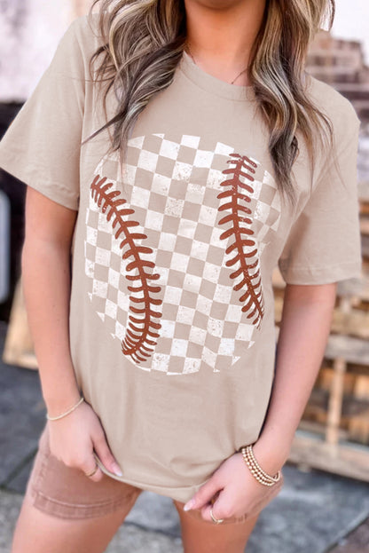 Checkered Baseball Graphic Tee nude