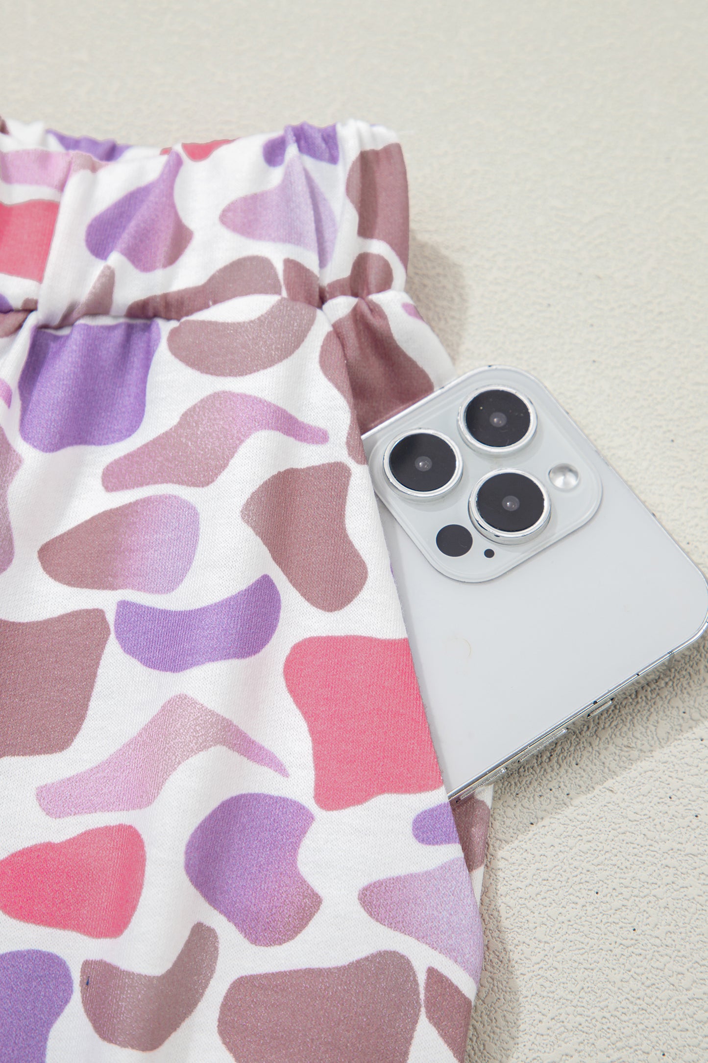 Fun mama  Letter Graphic Tee Camouflage Print Loose Pant Set