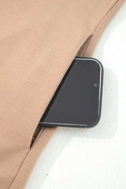 Light French Beige Braided Trim Puff Sleeve Dress