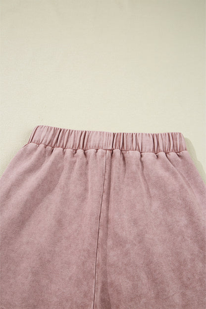 Straw Yellow Mineral Wash Tiered Wide Leg Patchwork Drawstring Pants