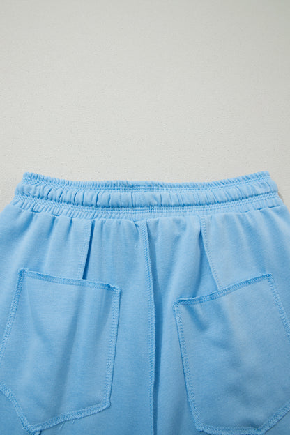 Sky Blue Drop Shoulder Boxy Tee and Barrel Pants Set