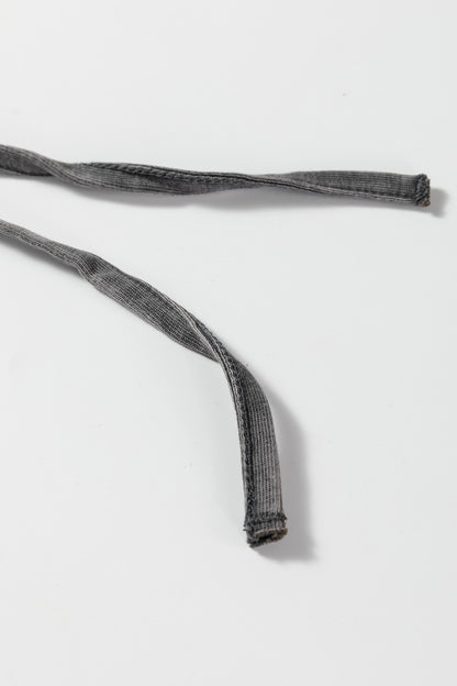 Medium Grey Mineral Wash Lace-up High Waist Raw Hem Patched Pocket Pants