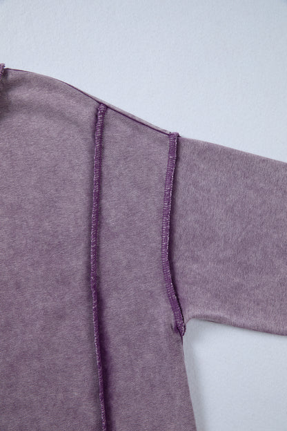 Valerian Mineral Wash Exposed Seam Side Slit Sweatshirt