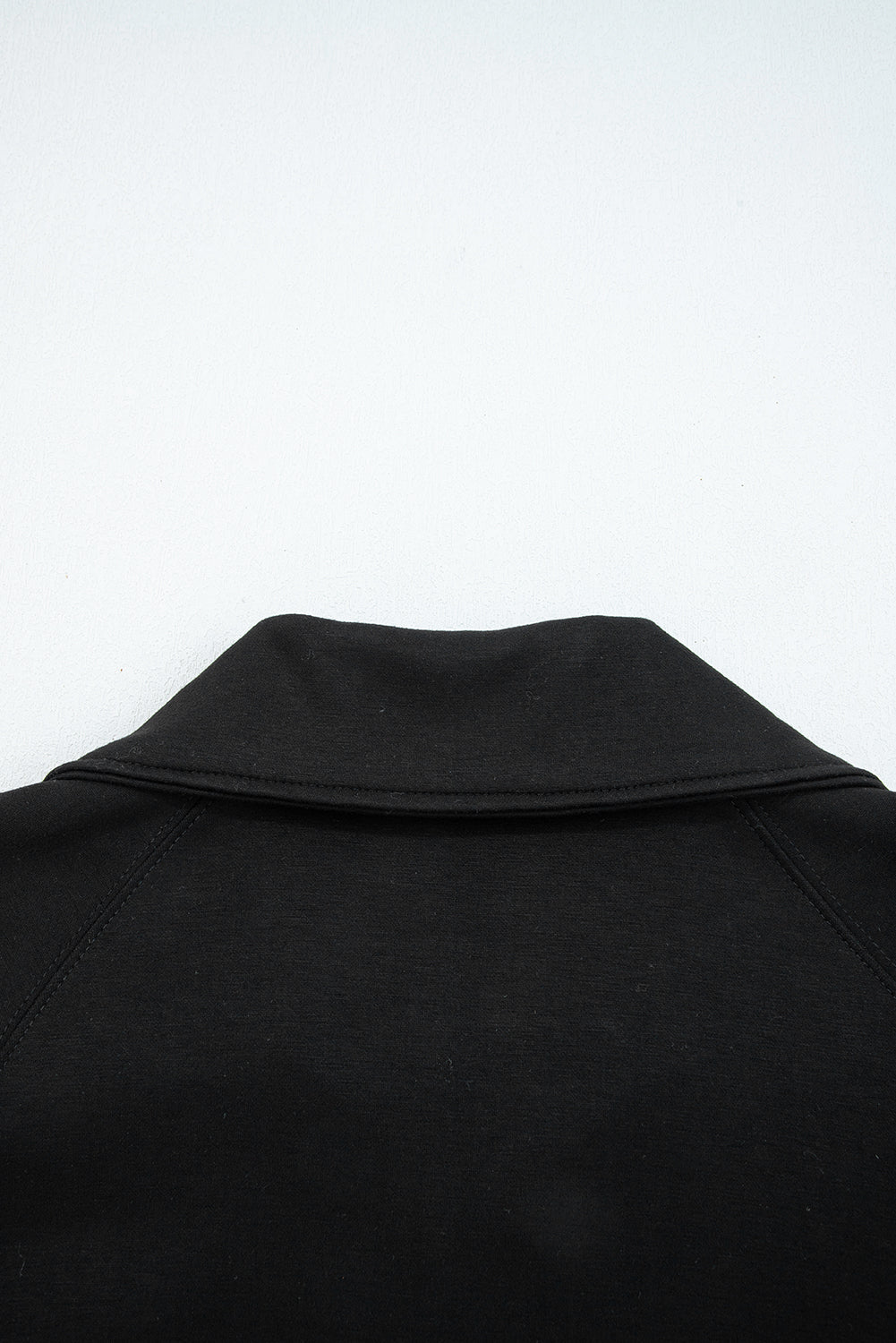 Black Zip Collar Long Sleeve Top Drawstring Pants Set