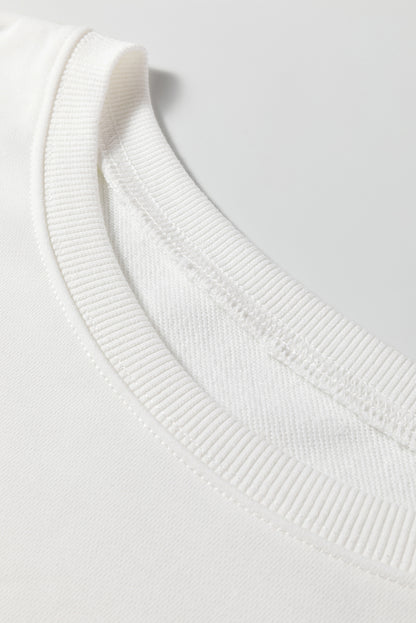 Beige Striped Drop Shoulder Round Neck Pullover and Jogger Pants Active Outfit