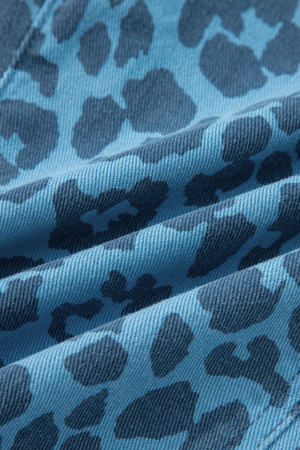 Sky Blue Leopard Print Straight Loose Jeans