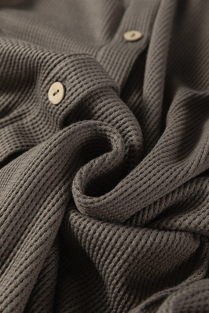 Simply Taupe Waffle Knit Shirt Tunic Dress