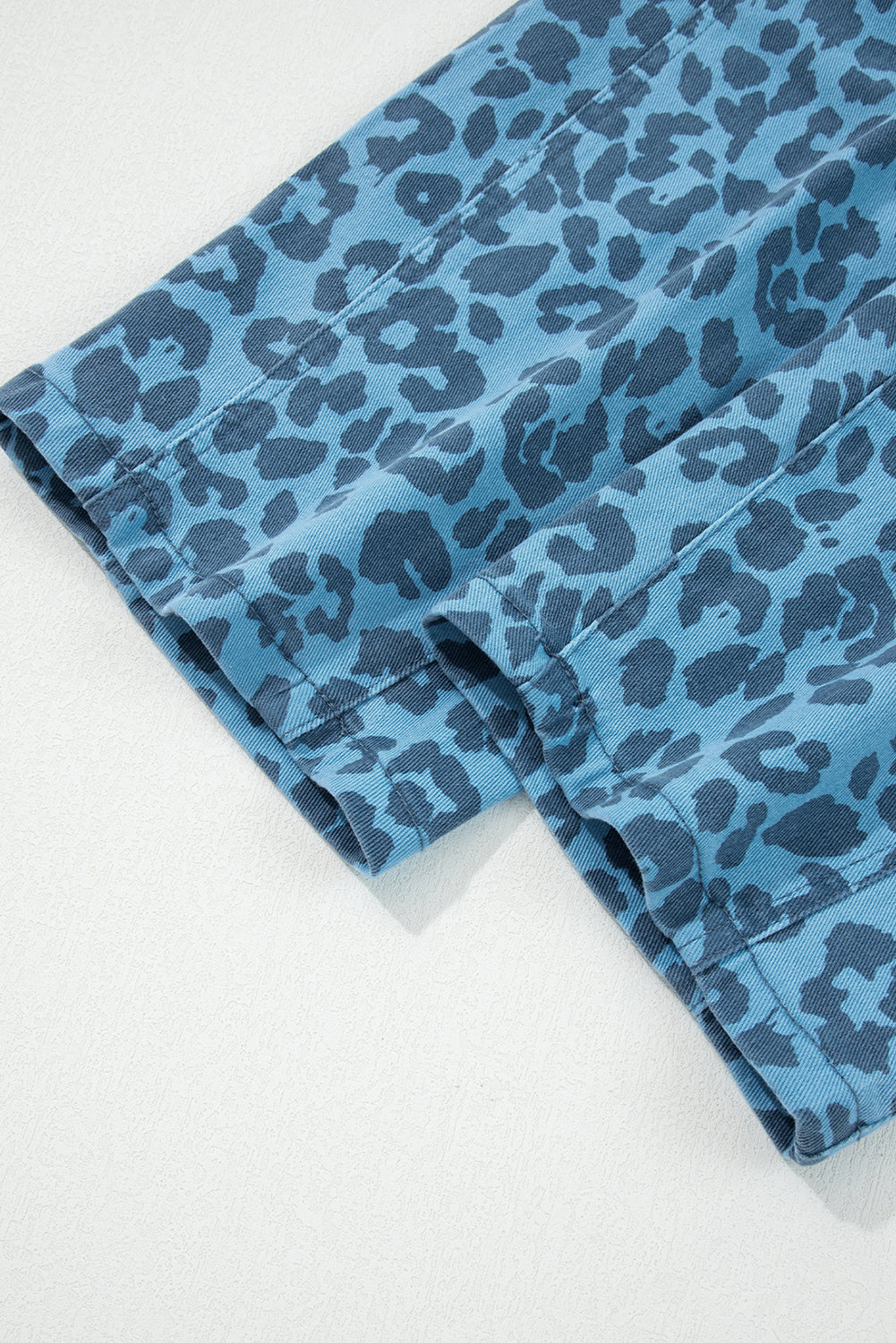 Sky Blue Leopard Print Straight Loose Jeans