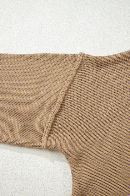 Pale Khaki Exposed Seam Drop Shoulder Oversize Sweater Mini Dress