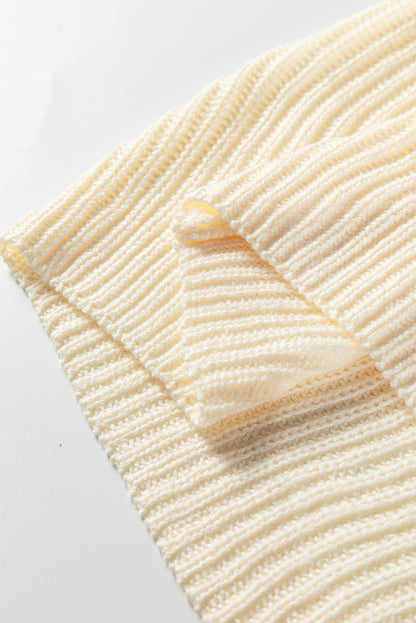 Jet Stream Plain Knit Casual Turtleneck Short Sleeve Tunic Sweater with Pockets