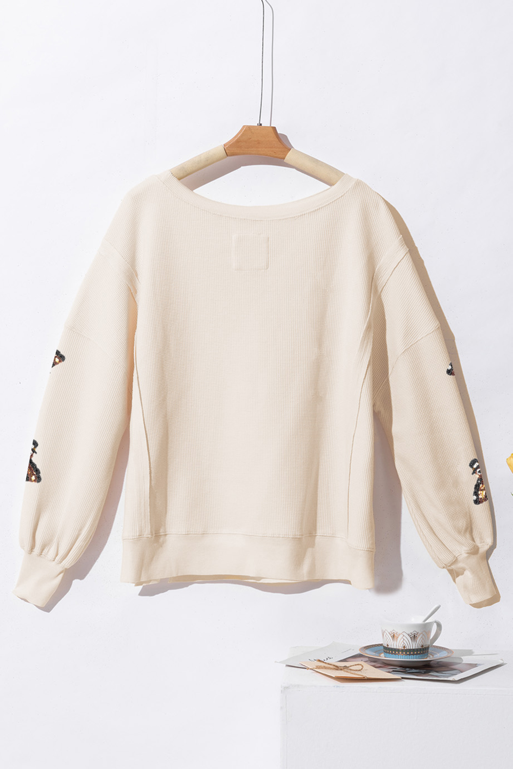 White Turkey Waffle Oversized Knit Top