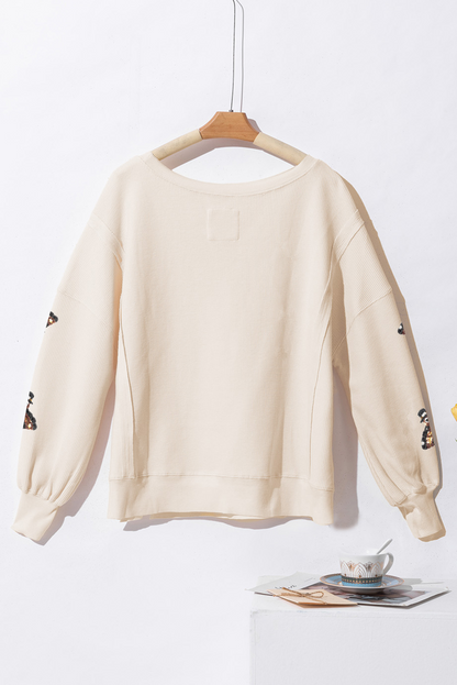 White Turkey Waffle Oversized Knit Top