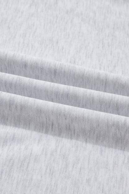 Light Grey Girly Bow Embroidered Puff Sleeve Pullover Loose Shorts Plus 2pcs Outfit