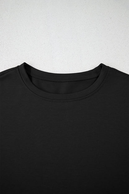 Black two piece Cropped Tee and Ruffle High Waist Skort Set