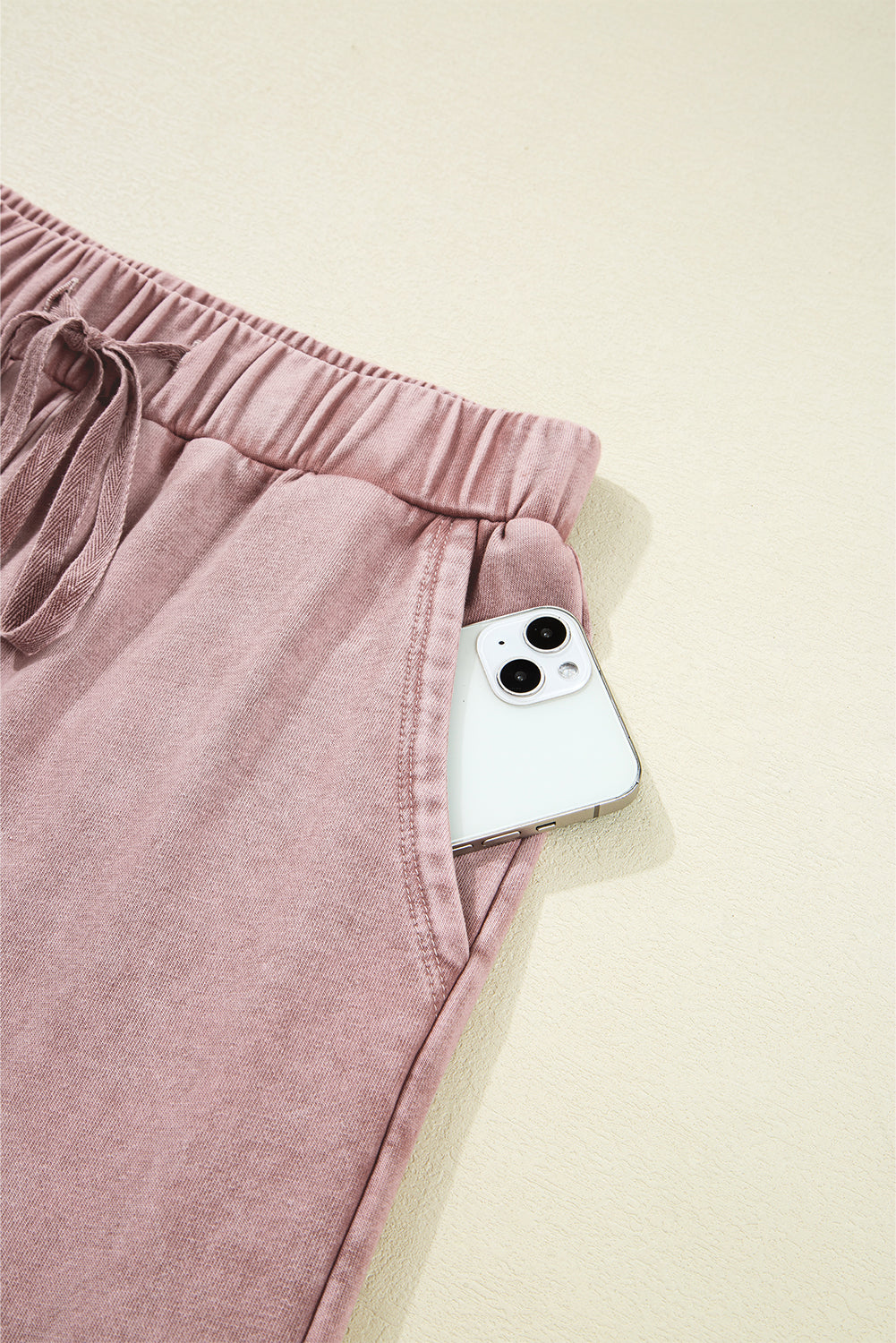 Straw Yellow Mineral Wash Tiered Wide Leg Patchwork Drawstring Pants