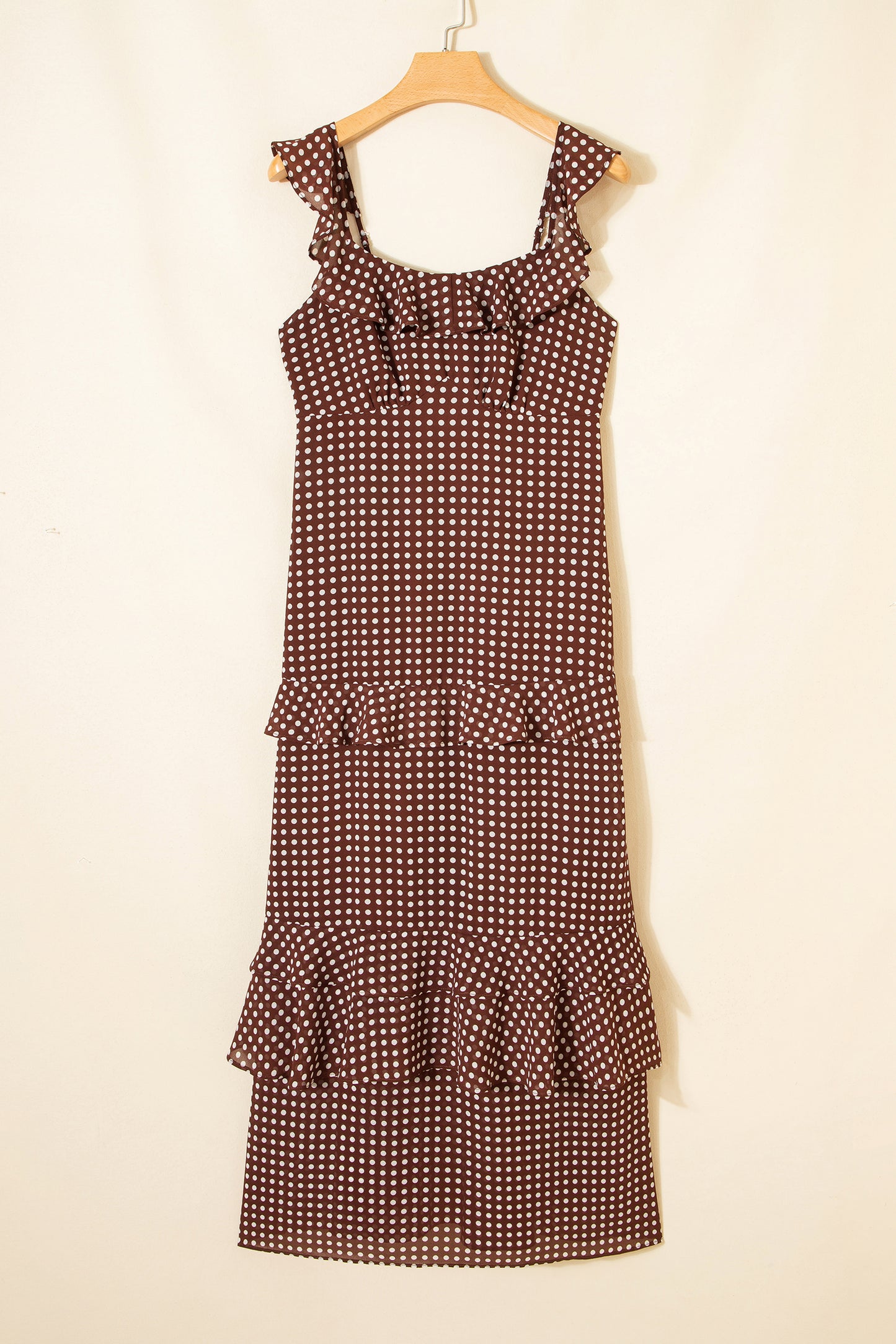 Polka cutie Backless Ruffled Tiered Maxi Dress