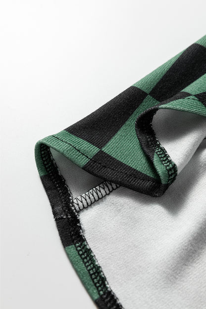 Green Checkerboard Flap Pocket Button Front Shacket