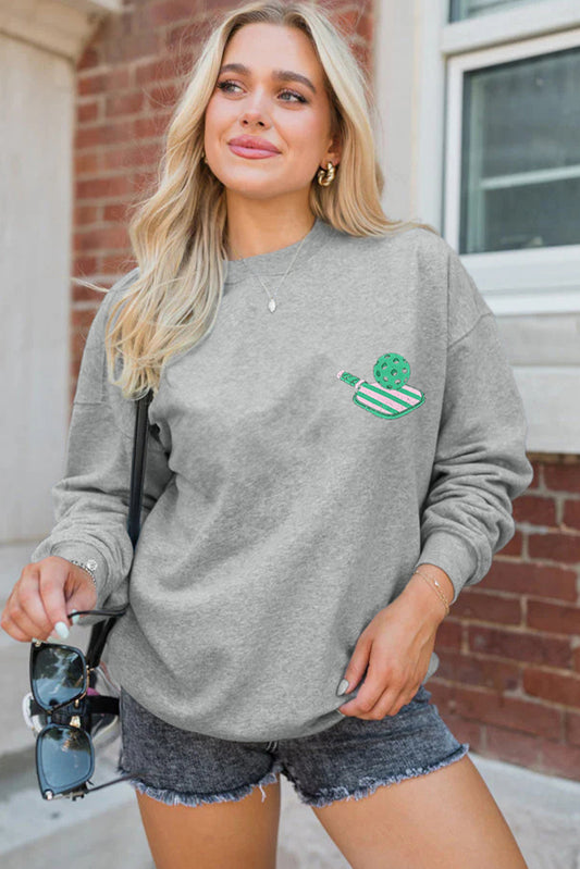 Gray PICKLE BALL SOCIAL CLUB Game Day Fashion Graphic Sweatshirt