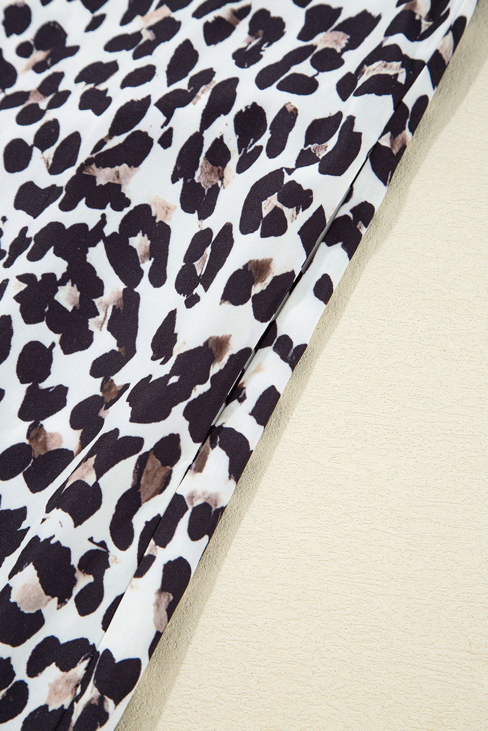 Multicolour Button Striped Collar Leopard Print Long Sleeve Flared Dress