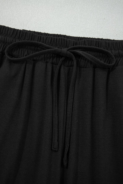 Black Contrast Trim Hooded Lounge Cardigan and Pants Set