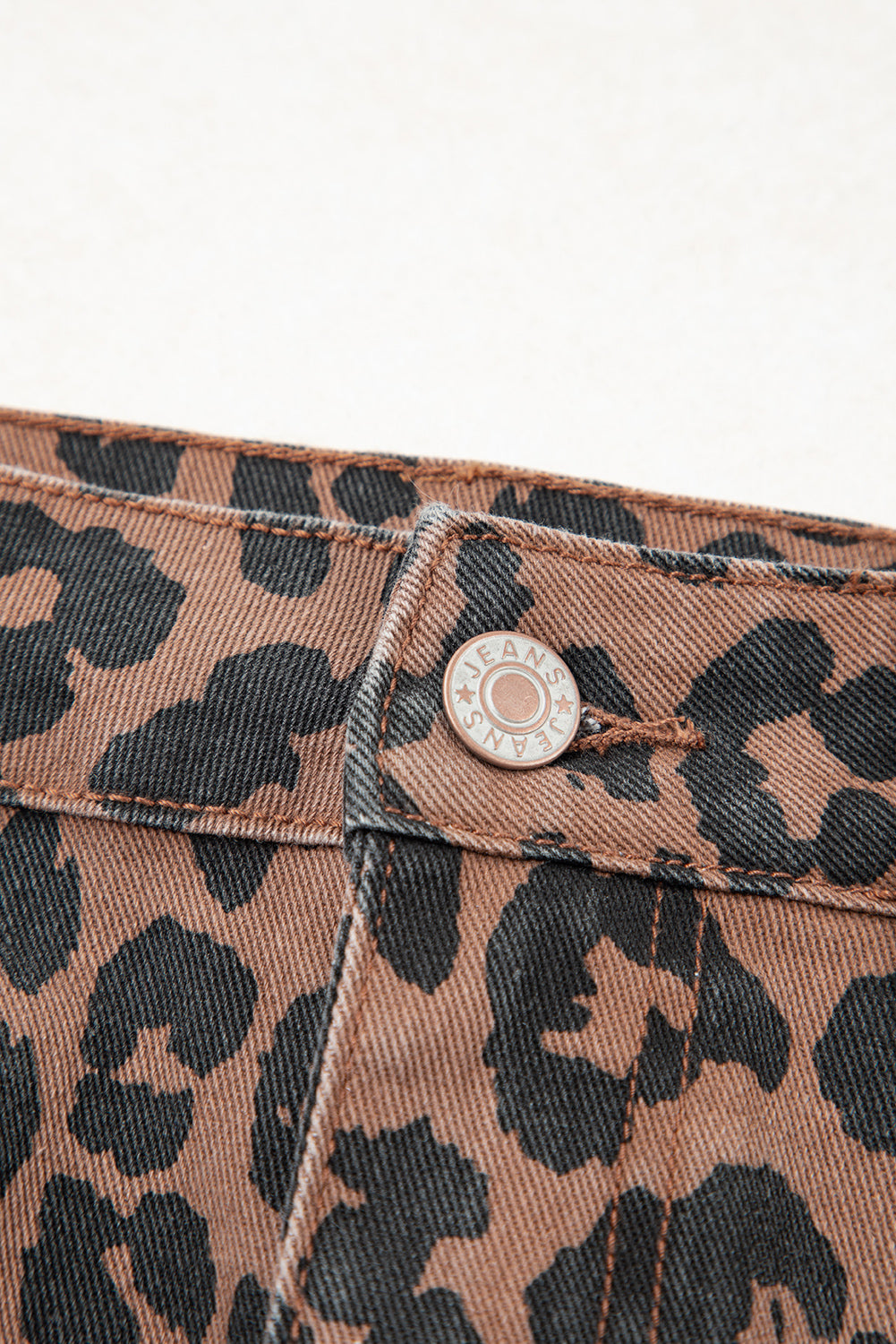 Brown Leopard Denim Frayed Split Denim Midi Skirt