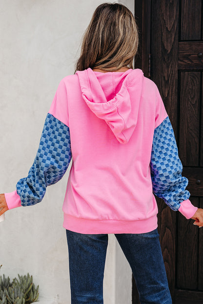 Bonbon Checkered Half Zipper Hoodie