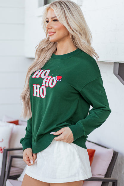 Evergreen Embroidered Letter Graphic Christmas Fashion Sweatshirt