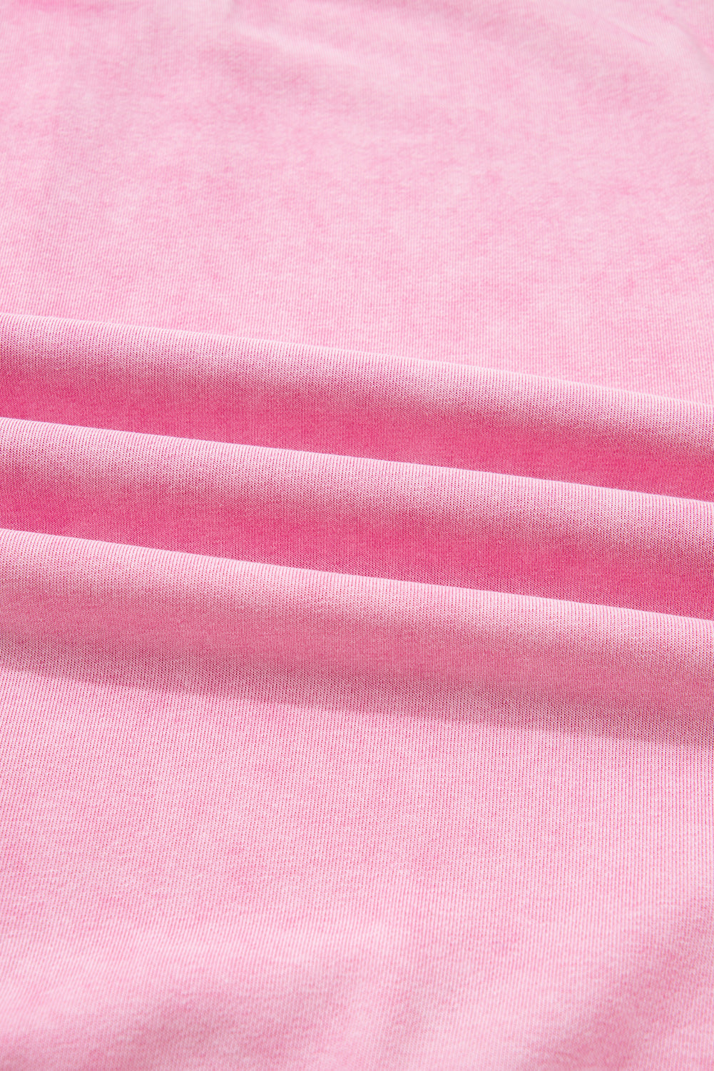 Bright Pink Mineral Wash Crossed Crew Neck Drop Shoulder Loose Sweatshirt