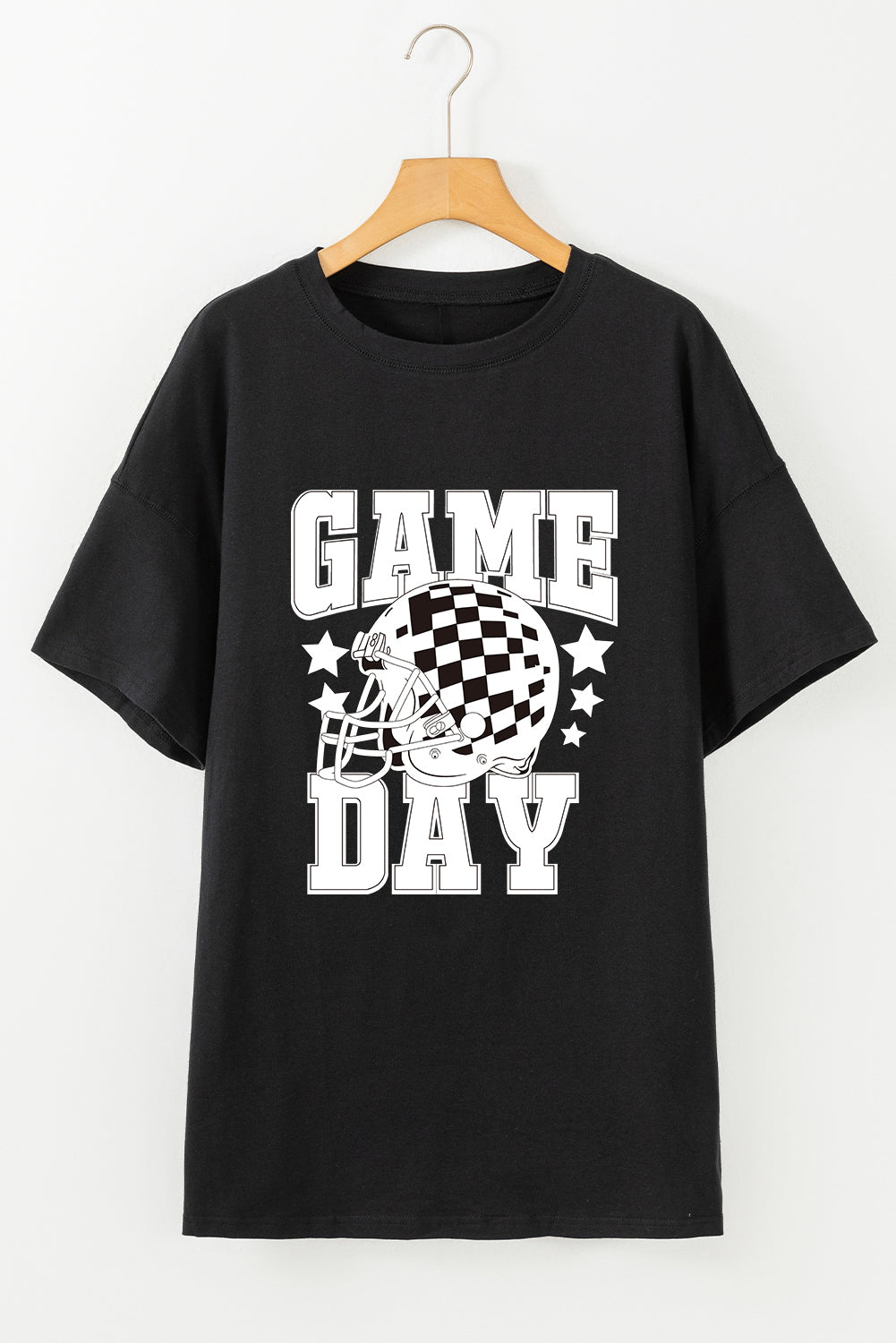 Black GAME DAY Checkerboard Football T Shirt