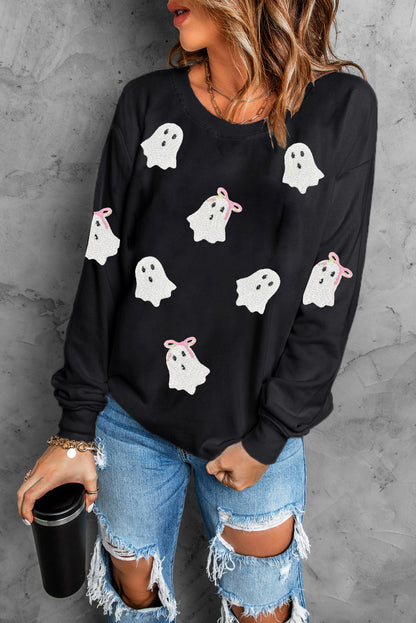 Boo-ti-ful Bows Ghost Sequin Sweatshirt