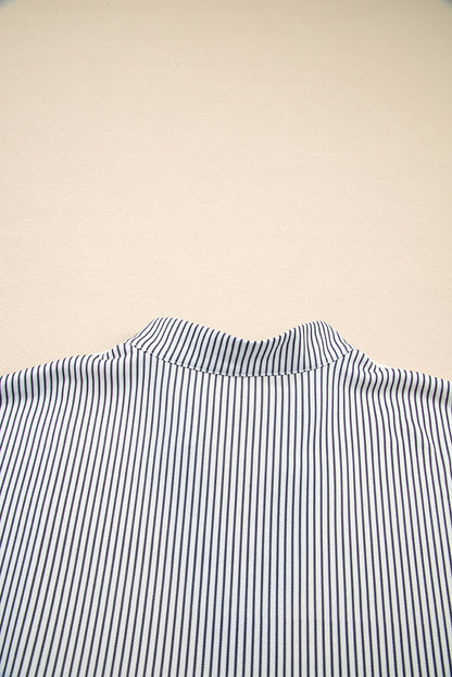 Beige Floral Striped Drop Sleeve Collared Boxy Fit Sweatshirt