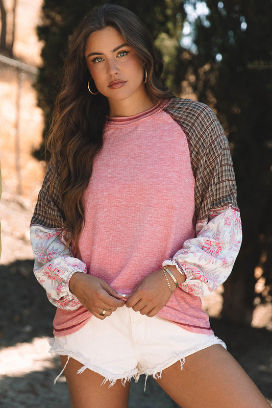 Pretty in pink floral patchwork sweater
