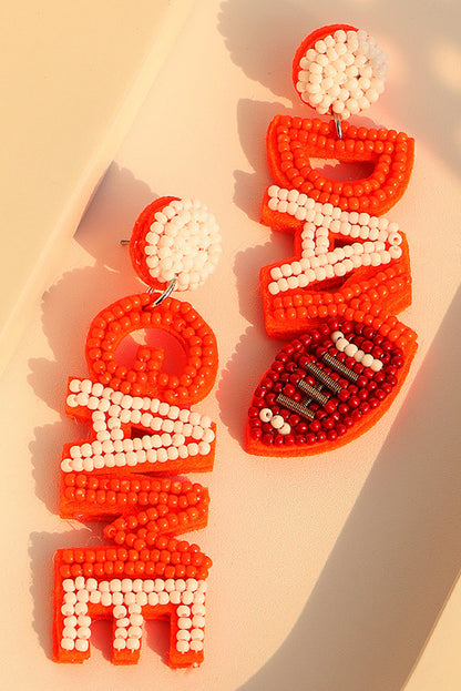 Orange GAME DAY Bead Dangle Earrings