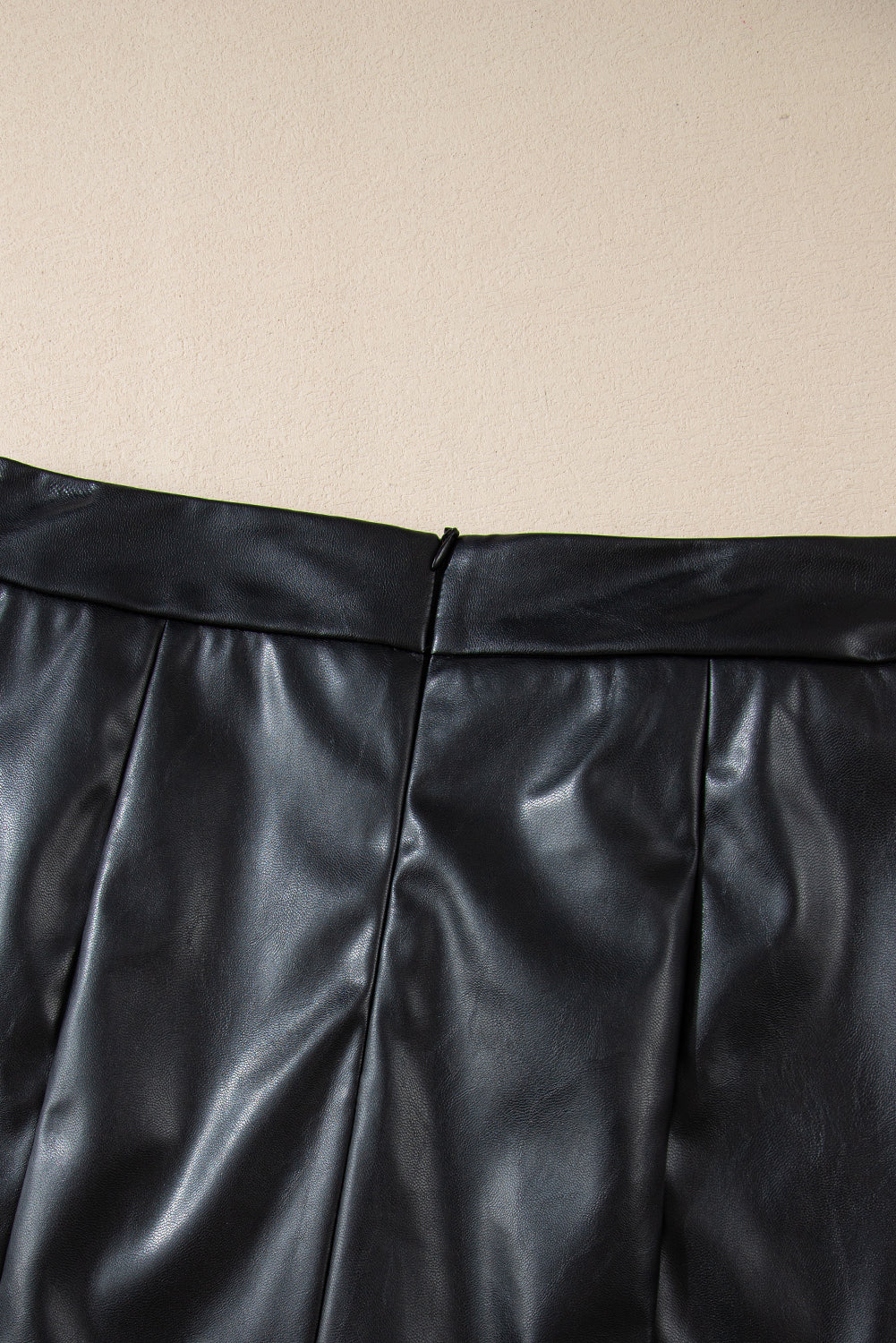 Black Leather Side Slits Slim Fit High Waist Mini Skirt