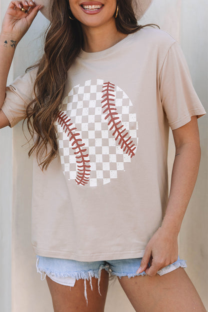 Checkered Baseball Graphic Tee nude