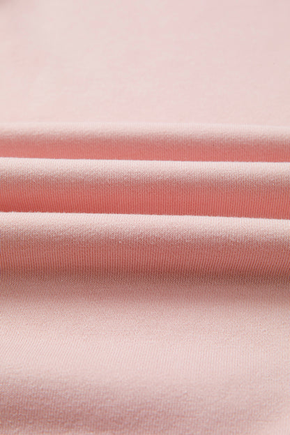 Light Pink Color Block Mix Texture Waffle Patchwork Oversize Sweatshirt