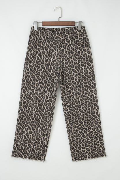 Yellow Leopard Straight Loose Leg Jeans